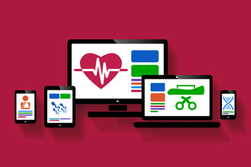 Online medical web design illustration