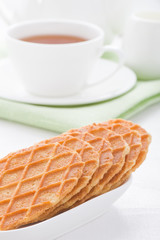 Sweet waffles on white plate