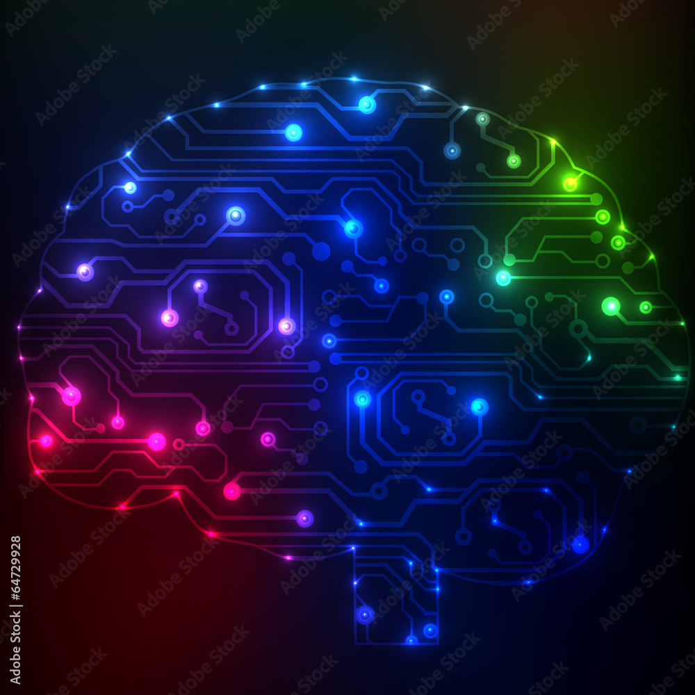 Fototapete circuit board computer style brain vector technology background