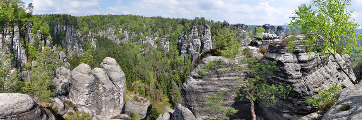 Fototapeta na wymiar Panoramafoto Elbsandsteingebirge