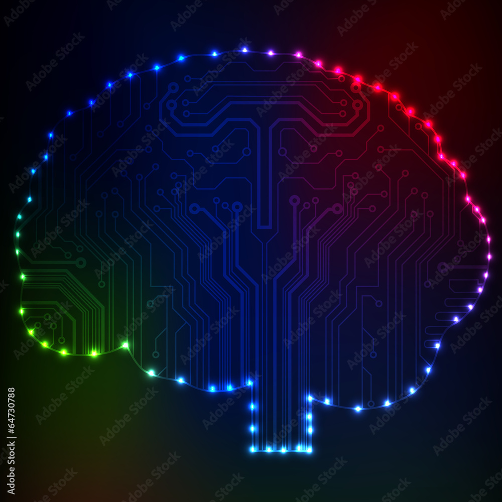 Leinwandbilder circuit board computer style brain vector technology background