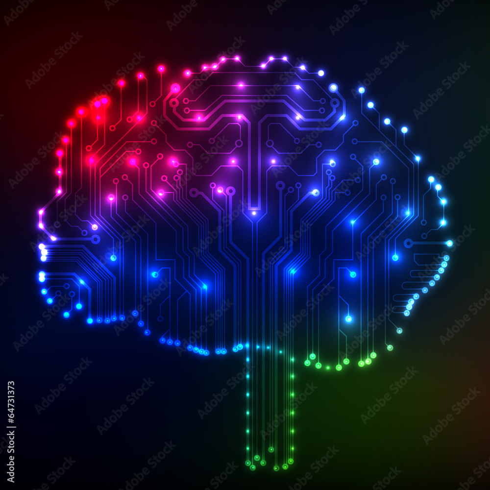 Fototapete circuit board computer style brain vector technology background