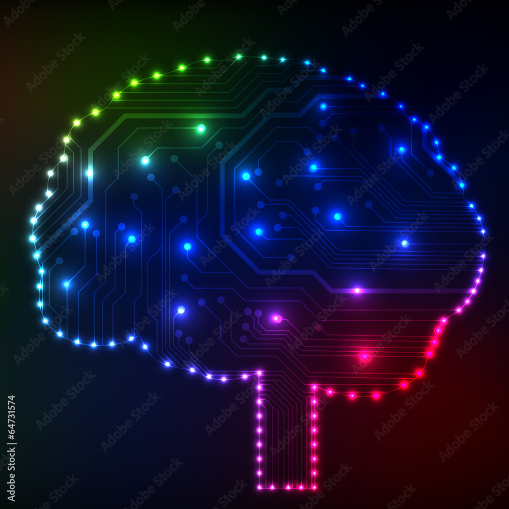 Poster Circuit board computer style brain vector technology background