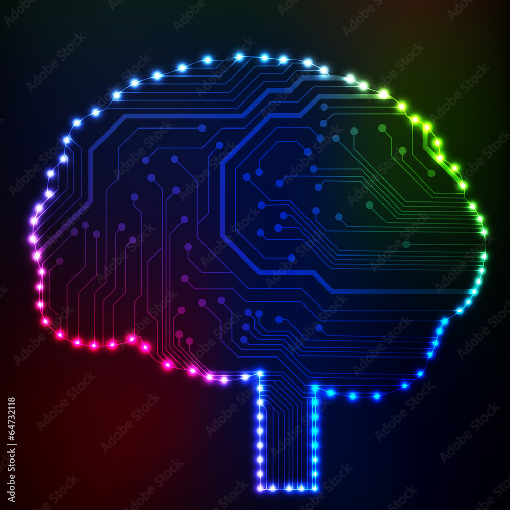 Leinwandbilder circuit board computer style brain vector technology background