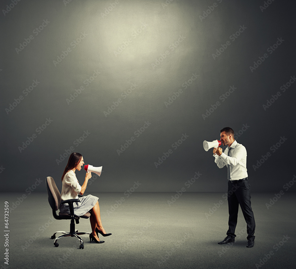 Wall mural emotional man and angry woman