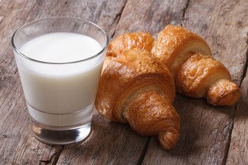 Easy and healthy breakfast: croissants with milk