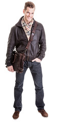 Naklejka premium Student mit Laptoptasche