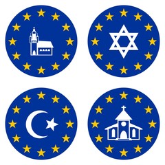 Symboles religieux dans 4 drapeaux européens