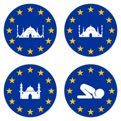 Islam dans 4 drapeaux européens