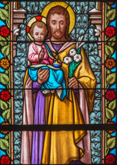 Obraz na płótnie Canvas Tnava - Saint Joseph from windowpane of st. Helen church