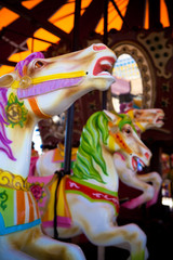 Fototapeta na wymiar Horses on a carousel
