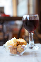 Wine and Cheese Snack at Cafe
