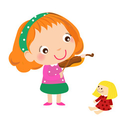 Little girl playing the violin