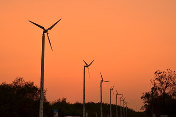 Wind Turbines by Sunset