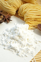 Homemade noodle, selective focus