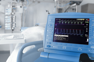 ICU room and cardiovascular monitor - obrazy, fototapety, plakaty