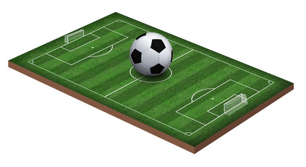 Soccer field and soccer ball, 3d