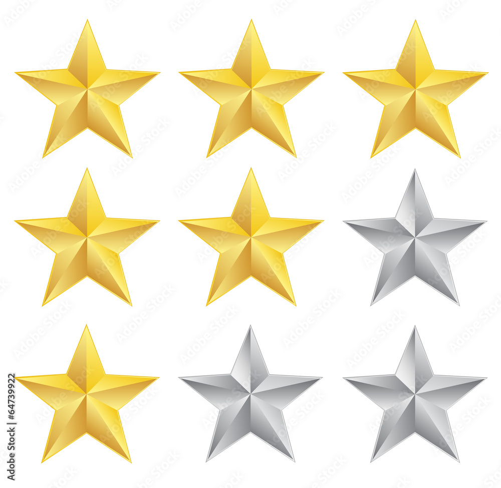 Wall mural rating stars on white