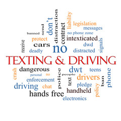 Texting and Driving Word Cloud Concept