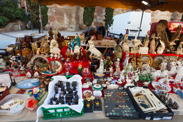 Old ceramic things at flea market