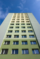 renovated prefab with the blue sky in Hradec Kralove