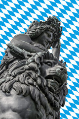 Bavaria mit bayerischem L&ouml;wen vor Rautenfahne