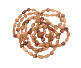 Wooden beads isolated on white background