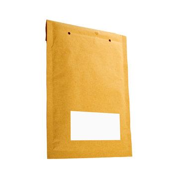 Yellow document envelope on white background