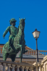 Fototapeta na wymiar Statue of emperor Franz Joseph of Austria on a horse at Vienna