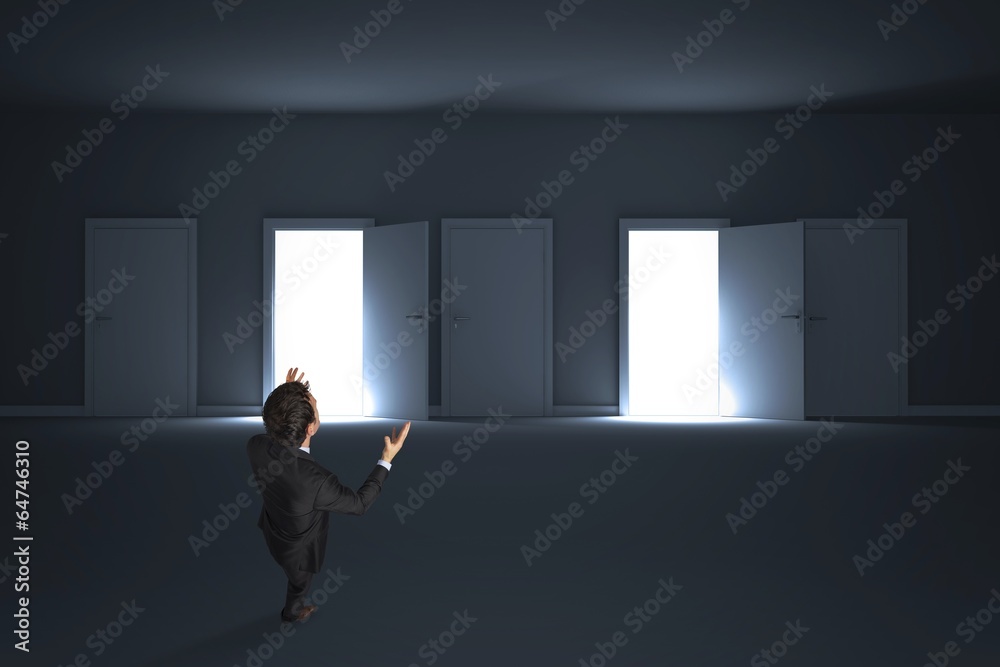Poster composite image of stressed businessman gesturing