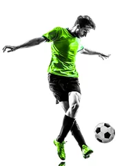 Deurstickers soccer football player young man dribbling silhouette © snaptitude