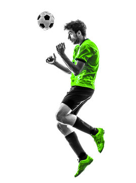soccer football player young man heading silhouette