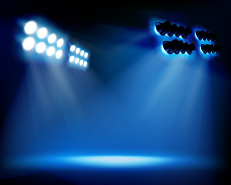 Spot lighting on the stage. Vector illustration.