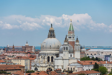 Fototapeta na wymiar Church Domes in Venice by Saint Marks Tower