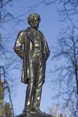 Monument to Alexander Pushkin in Ostafyevo estate, Moscow region