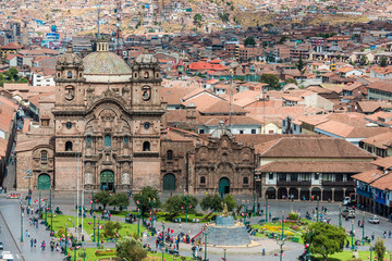 aerial view of Cuzco city peruvian Andes