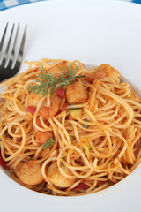 cappellini aux saint-jacques et crevettes