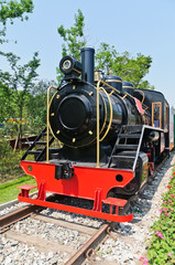 Fototapeta premium vintage black steam powered railway train