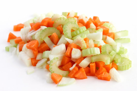 Classic mix of carrots, celery and onion all chopped up