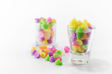 Two glass of colorful sweets