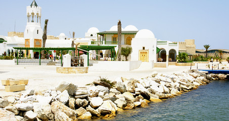 Zona de recreo en el puerto de La Goulette, Túnez