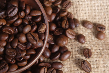 Robusta Coffee Beans at natural sack cloth