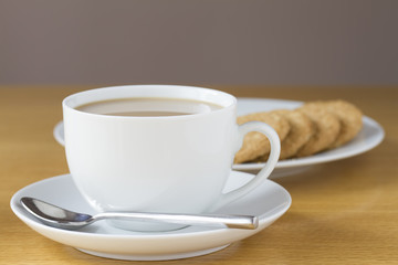 Cup of tea and biscuits on a table