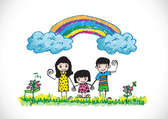 Obraz na płótnie Canvas kids drawing happy family picture