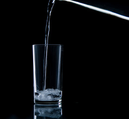 Pouring water on glass