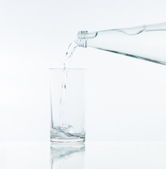 Pouring water on glass