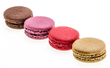 various macarons. Isolated on a white background