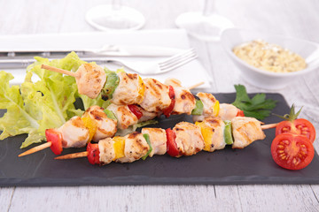 meat kebab and vegetable