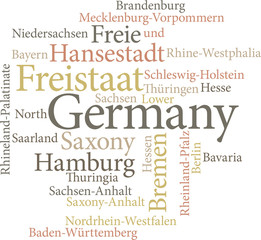 Illustration of the German States in word clouds