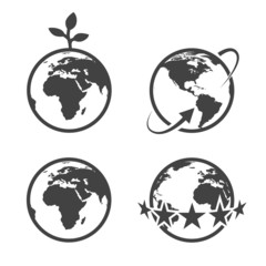 Earth vector icons set on white background